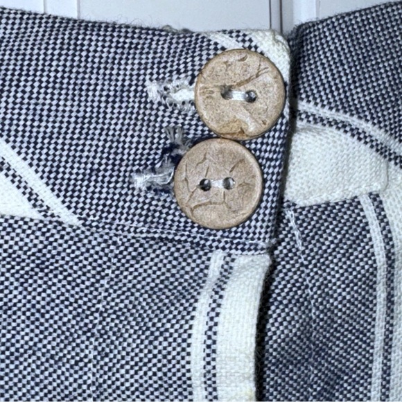 Alya Fit and Flare Navy Striped Cotton Midi Skirt Sz Medium Button Front - Picture 5 of 8